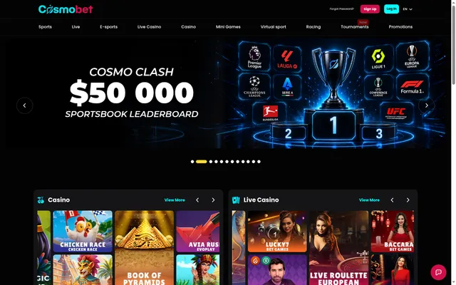 Cosmobet homepage captured on 7 Sept 2026