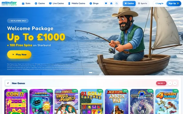 Monster Casino homepage captured on 8 Sept 2026
