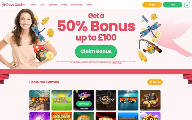 Dove Casino homepage captured on 8 Sept 2026